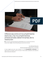 Diferencias Entre El Incumplimiento Esencial y Los Incumplimientos Prestacionales Determinantes de La Resolución - Sepín