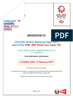Invitation To: CELCOM AXIATA Malaysia Open 2019 Part of The