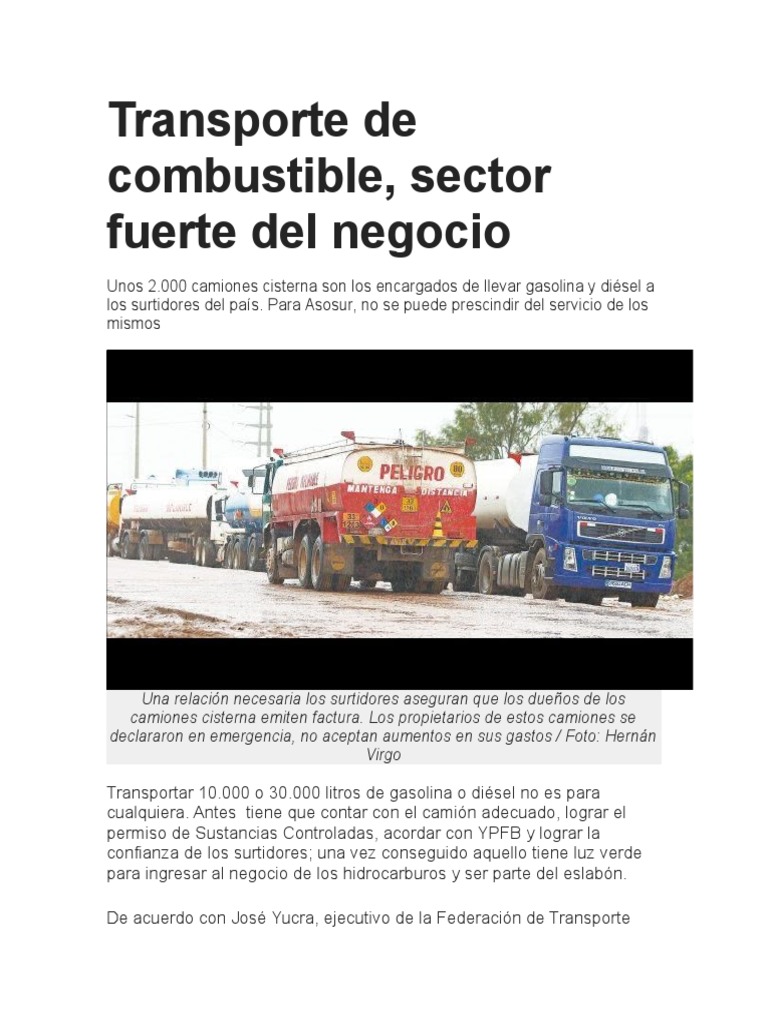Transporte de Combustible en Cisternas | PDF | Camión | Transporte
