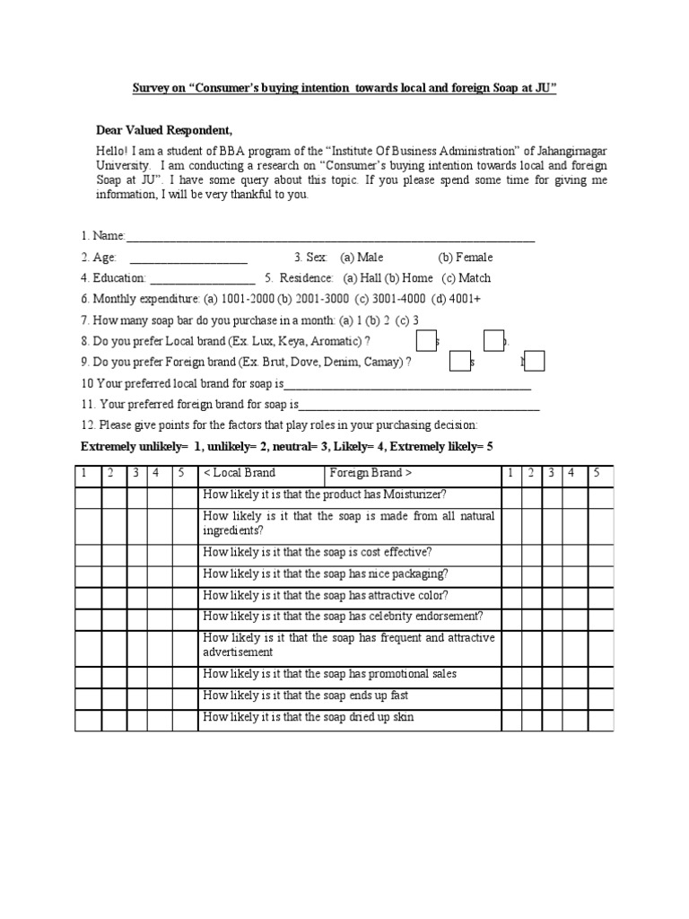 Survey Soap New | Download Free PDF | Brand | Microeconomics