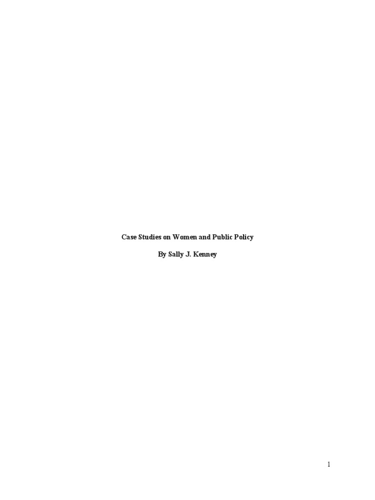 Case Studies On Women and Public Policy | PDF | Feminism | Gender Studies