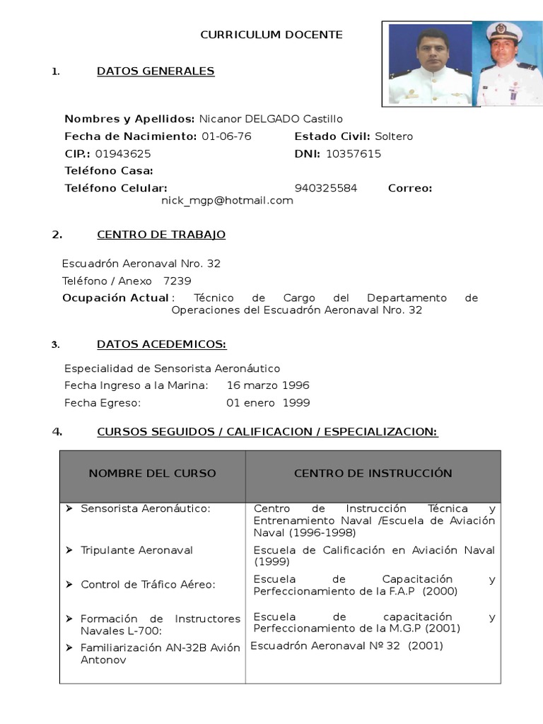 Curriculum de Sensorista Aeronáutico | PDF | Control de tráfico aéreo ...