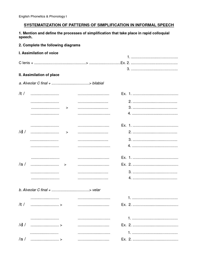 Simplification in Informal Speech Patterns | PDF | Consonant | Phonetics
