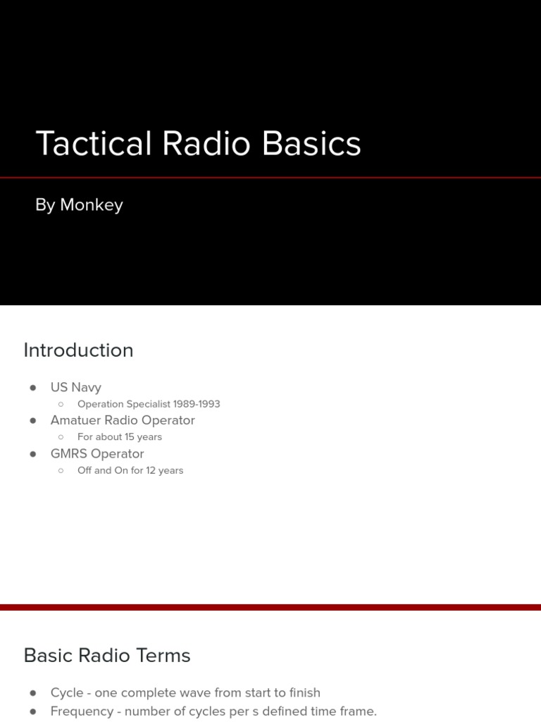 Tactical Radio Basics | PDF | Ultra High Frequency | Very High Frequency