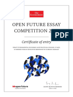 Open Future Essay Competition 2019: Certificate of Entry