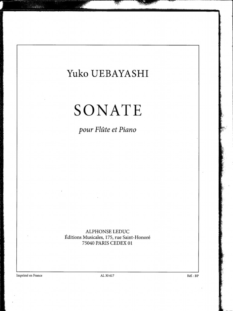 Yuko Uebayashi Sonate For Flute and Piano Score | PDF