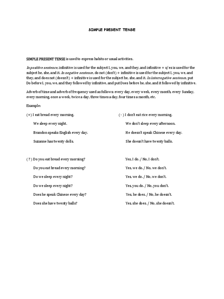 Simple Present Tense Overview | PDF | Language Arts & Discipline