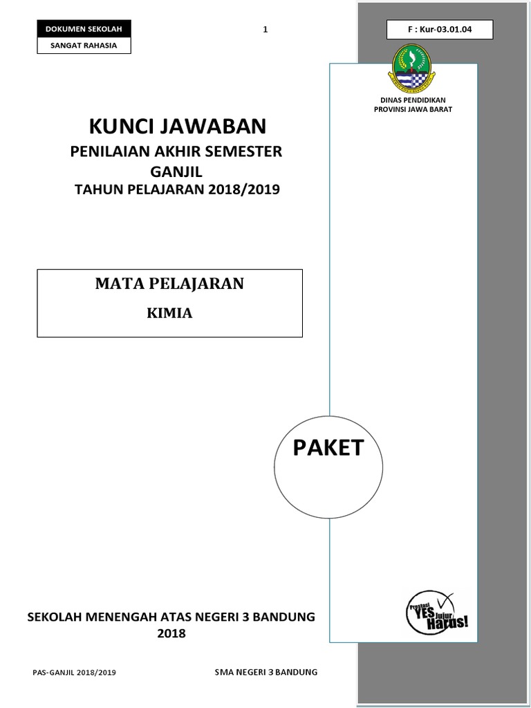 Kunci Jawaban Pas 1 Kur 13 Sman3bdg 2018 2019