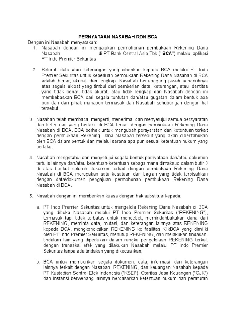 Bca RDN Tapres Agreement-Reg-221448 PDF | PDF