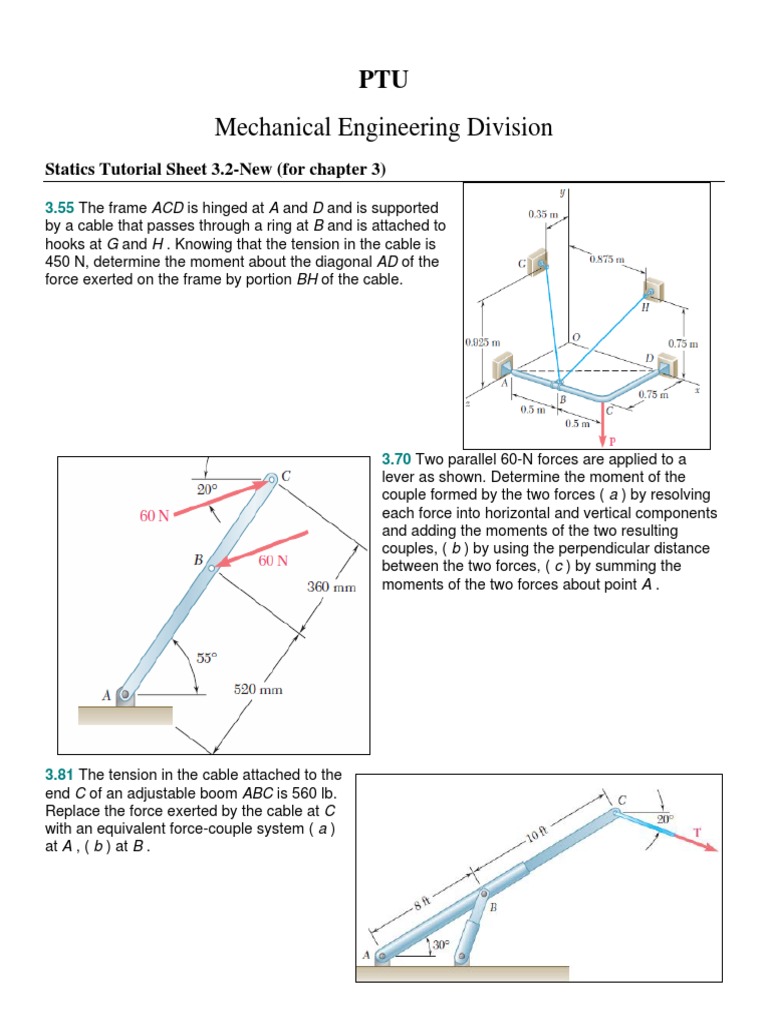 Statics Problems and Solutions Guide | PDF | Norm (Mathematics) | Force