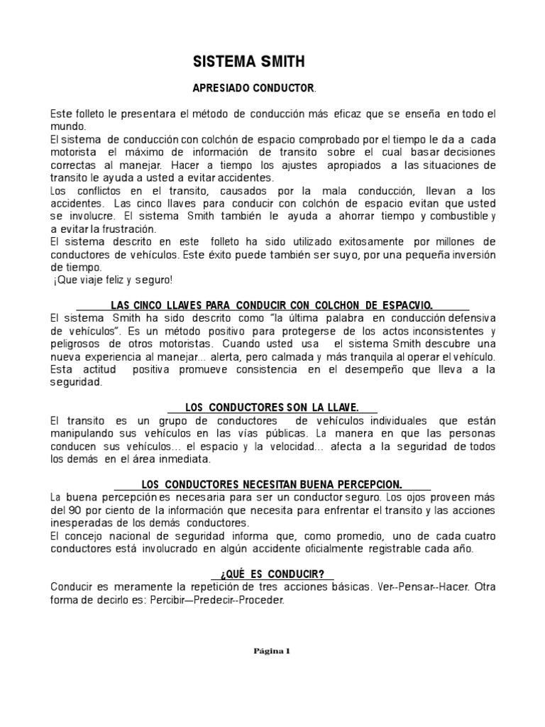 5 Llaves del Sistema Smith en Conducción | PDF | Coche | Peatonal