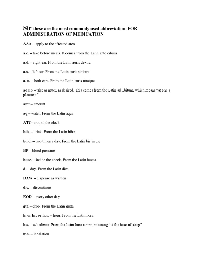 Common Pharmacy Abbreviation & Dosage Forms PDF Topical Medication