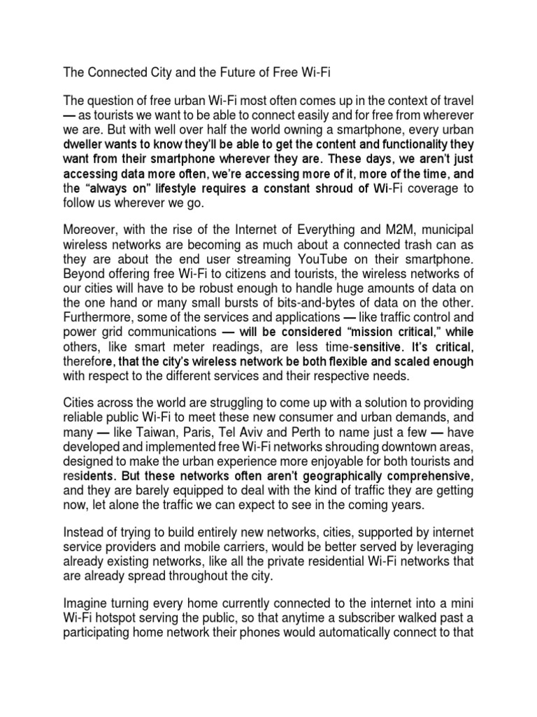 Future of Free Urban Wi-Fi Networks | PDF | Wi Fi | Internet