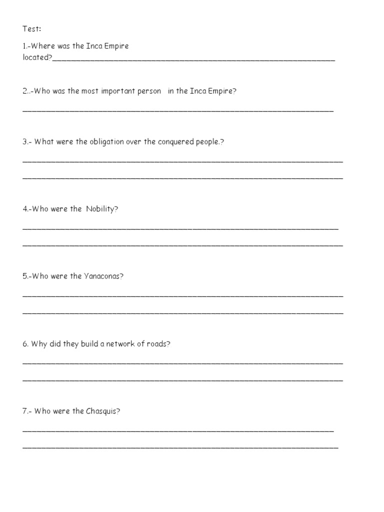 Inca Empire Study Guide | PDF | Social Science | History