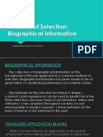 Methods of Selection: Biographical Information: Prepared By: Raymart C. Betonio