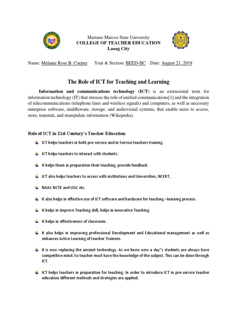 Role of ICT in Teacher Education | PDF | Educational Technology ...