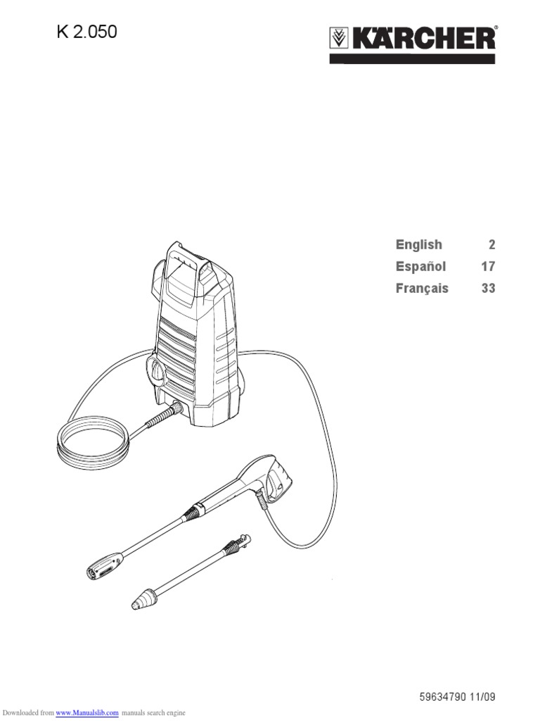 Karcher K 2050 Manual de Usuario | PDF | Washing Machine | Pump