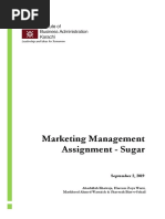 Marketing Management Assignment - Sugar: September 2, 2019