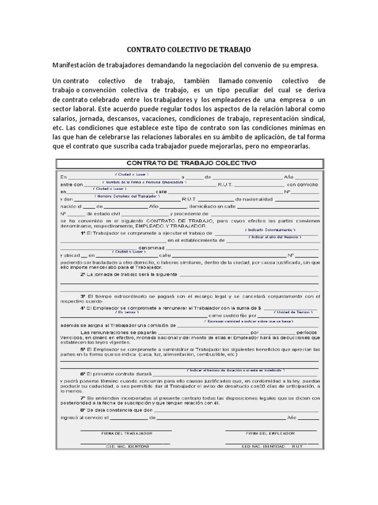 Contrato Colectivo de Trabajo Acuerdo colectivo Derecho laboral