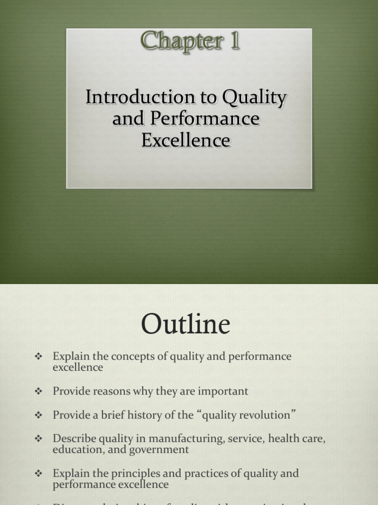 Introduction To Quality and Performance Excellence | PDF | Goal ...