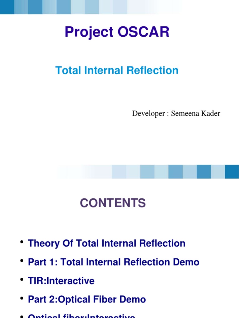 Project OSCAR: Total Internal Reflection | PDF | Refraction ...