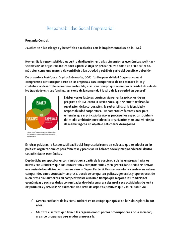 Riesgos y Beneficios de la RSE | PDF | Responsabilidad social ...