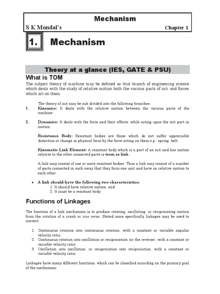 Theory of Machines1 PDF | PDF | Kinematics | Machines