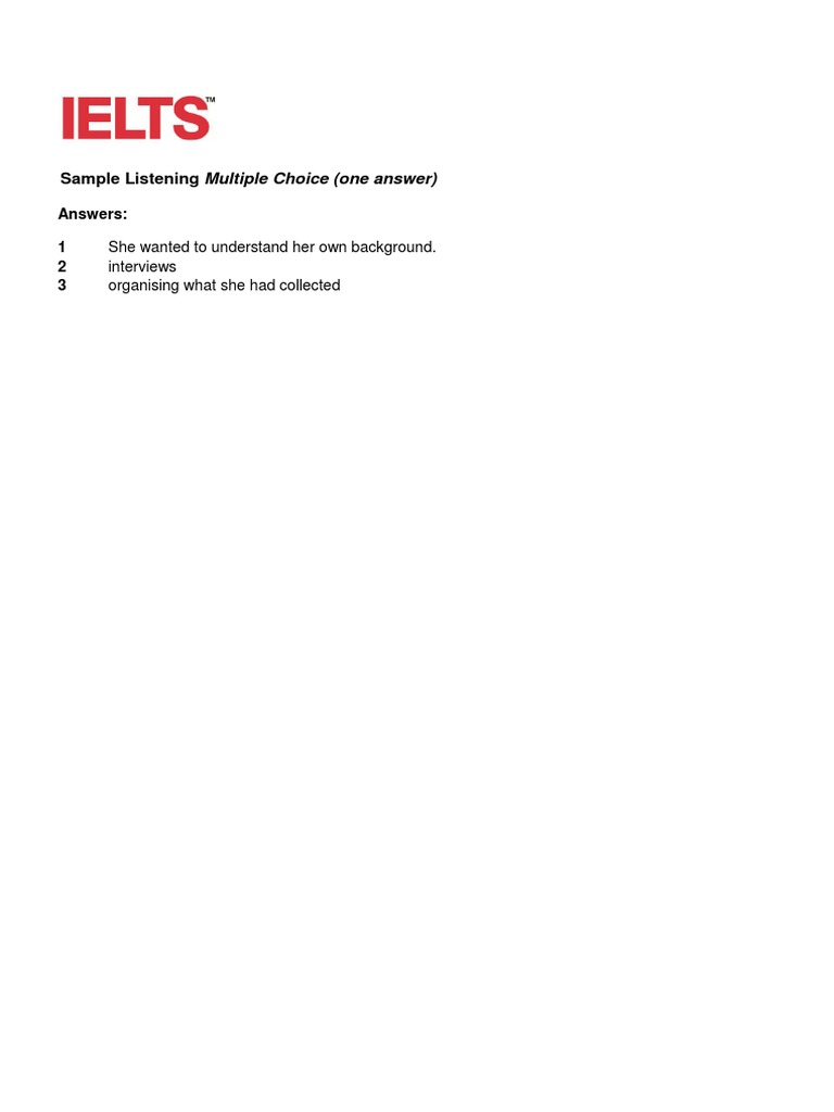 Sample Listening Multiple Choice (One Answer) | PDF | Language Arts ...