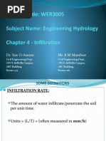 Subject Code: WER300S Subject Name: Engineering Hydrology Chapter 4 - Infiltration