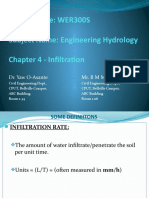 Subject Code: WER300S Subject Name: Engineering Hydrology Chapter 4 - Infiltration