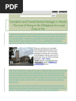 Cremation and Funeral Services Packages in Manila - The Cost of Dying in The Philippines For Loved Ones or Pet