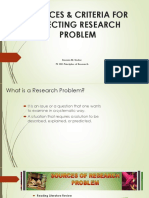 Sources & Criteria For Selecting Research Problem