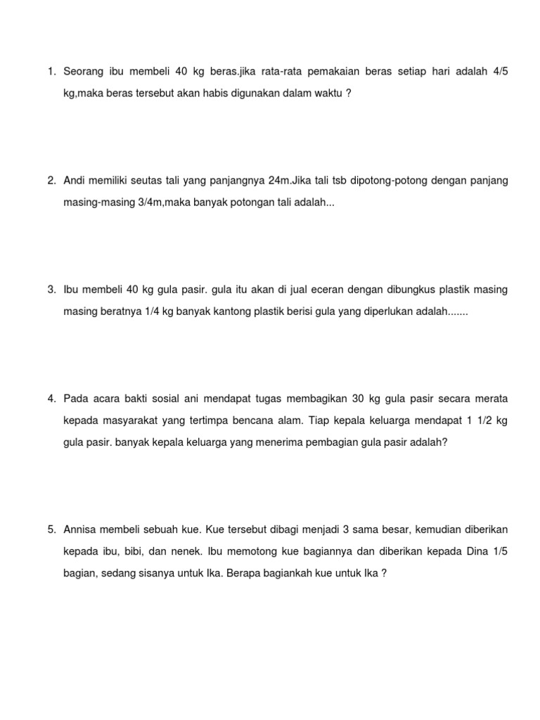 Soal MTK 2 | PDF | Memasak, Makanan, & Anggur