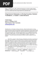 Using Keyword Mnemonics To Develop Secondary Students' Vocabularies: A Teacher's Action Research