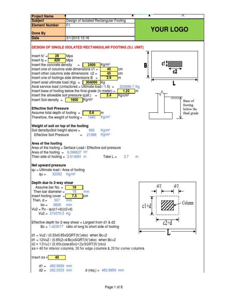 Single Isolated Rectangular Footings | PDF | Deep Foundation | Pressure