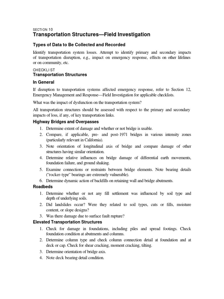 Transportation Structures Field Investigation Guide | PDF | Soil ...