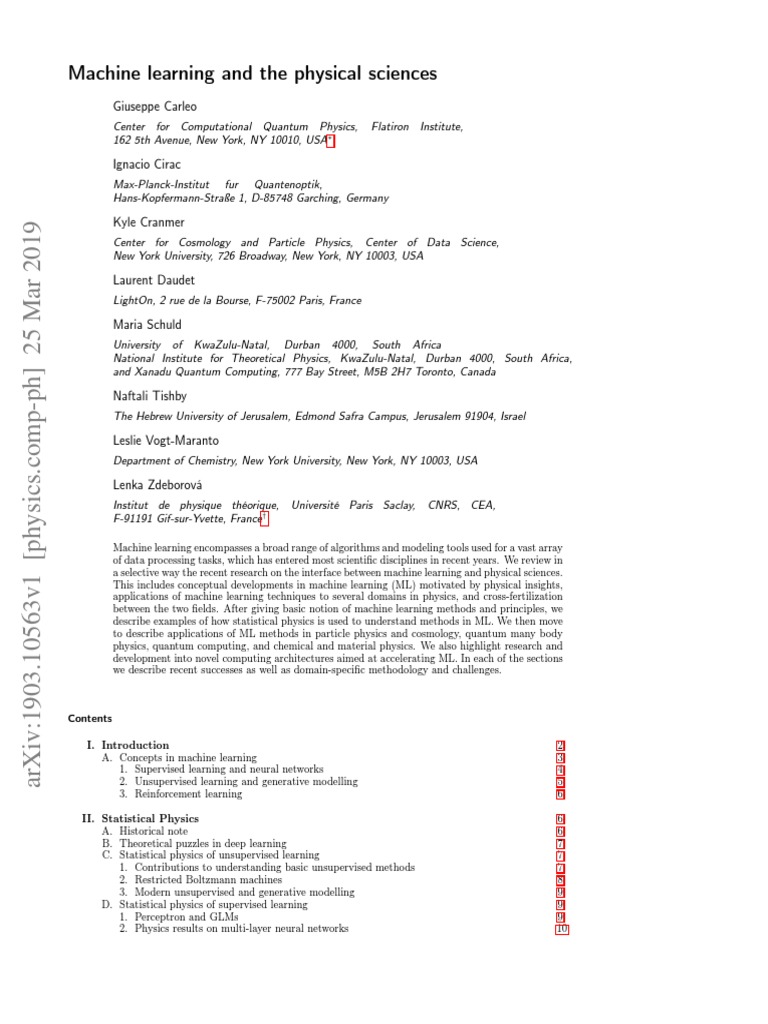 Physics On Machine Learning | PDF | Artificial Neural Network | Machine ...