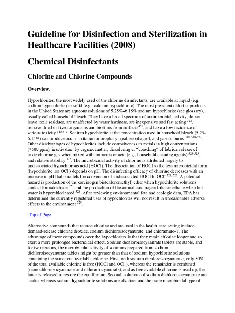 Guideline For Disinfection and Sterilization in Healthcare Facilities