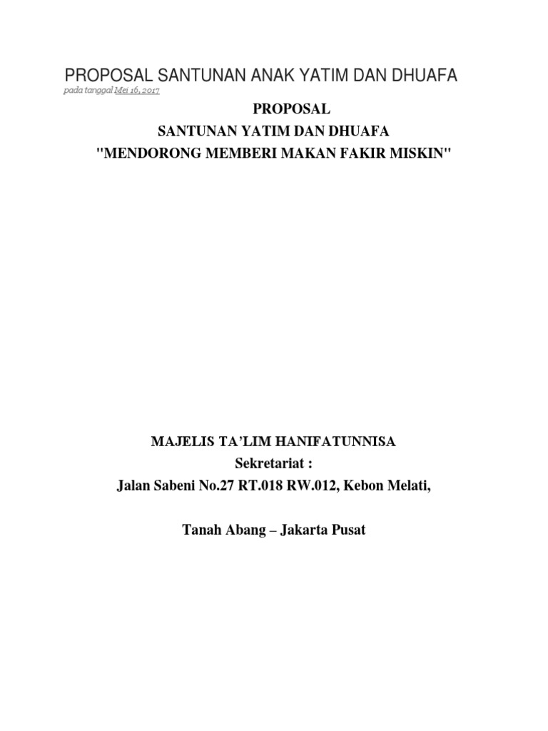 Proposal Santunan Anak Yatim Dan Dhuafa