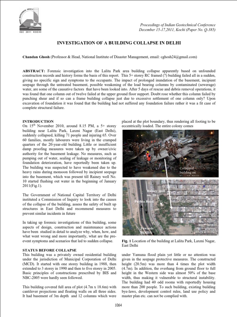 Investigation of Lalita Park Collapse | PDF | Basement | Geotechnical ...