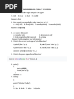 Datatypes and Format Specifiers: Int Char