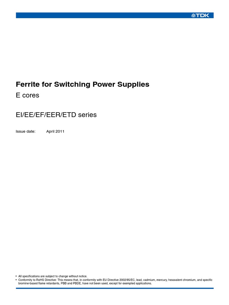 Ferrite Core Datasheet PDF PDF Chemical Elements Electronics