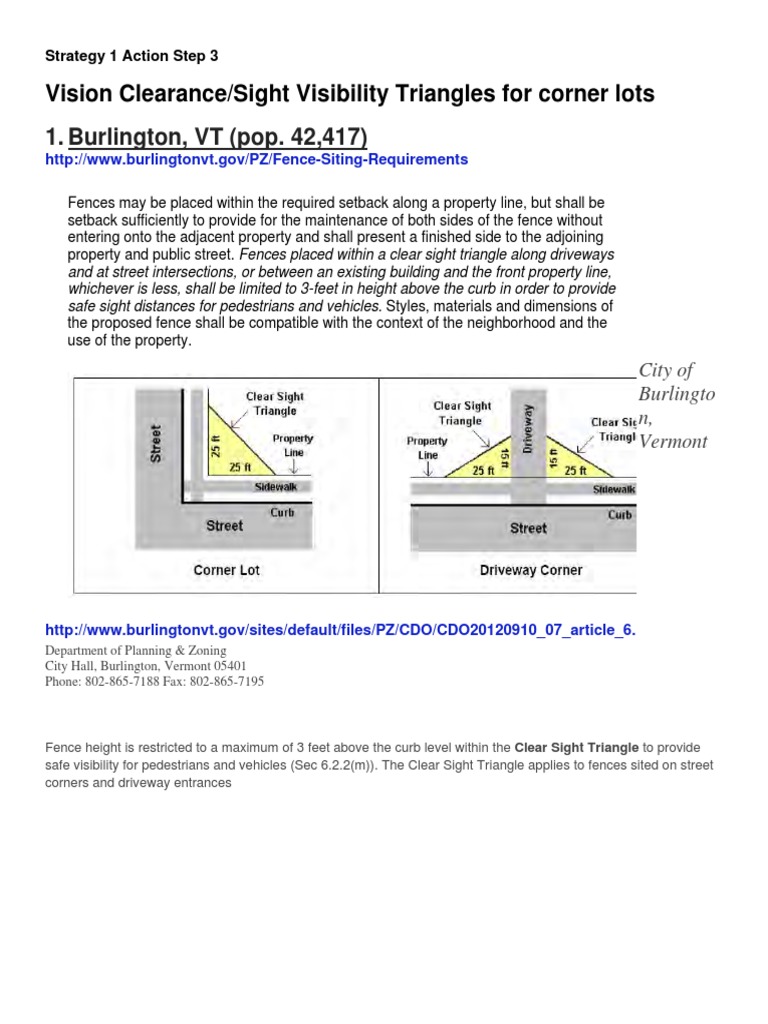 Sight Visibility Triangles For Corner Lots PDF Traffic Street