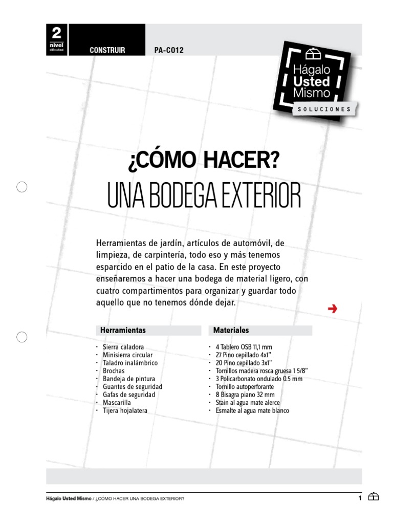 Creative Como Hacer Una Bodega Exterior Pdf for Simple Design