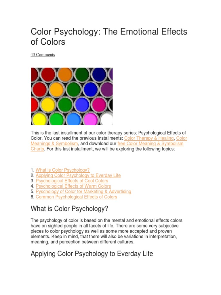 Color Psychology: The Emotional Effects of Colors | Download Free PDF ...