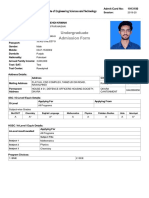 Undergraduate Admission Form: Admit Card No: 1913150