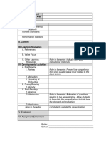 Grade Level Learning Area Quarter I. Objectives