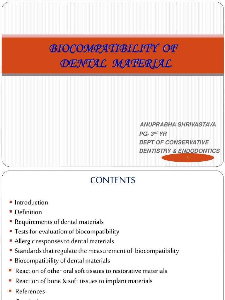 Biocompatibility of Dental Materials | PDF