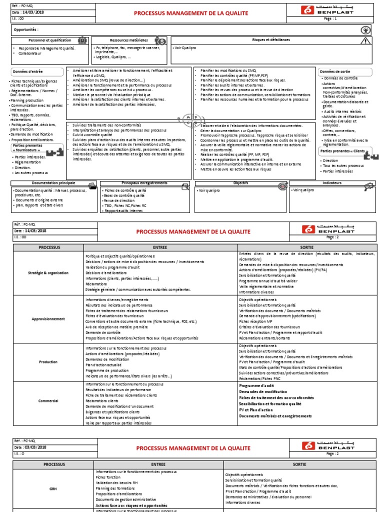 Processus de Management de la Qualité | PDF | Audit | Management de la ...