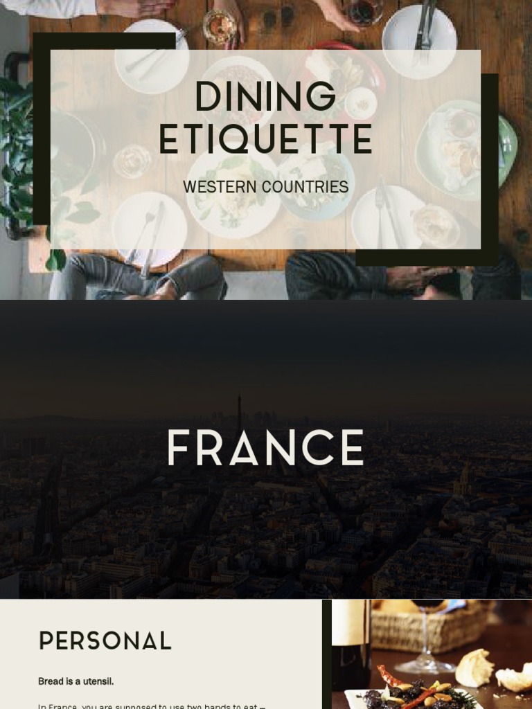 Dining Etiquette For Western Countries | PDF | Food And Drink ...